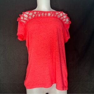 Women's L Bright Pink Short Sleeve Shirt With Knots - Maurices